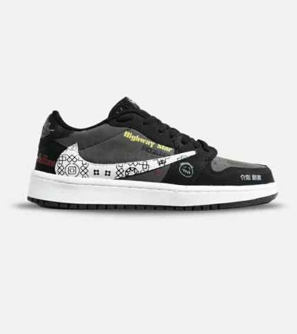 کفش کتانی مردانه و زنانه مشکی طوسی سفید NIKE travis scott مدل 6635