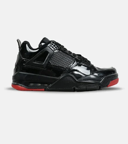 کتانی ساقدار زنانه و مردانه مشکی ورنی Nike air jordan 4 مدل 6818