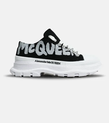 کفش کتانی نیم ساق سفید مشکی Alexander McQueen مدل 6883