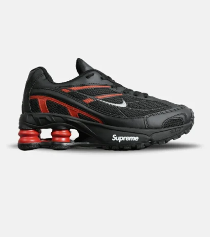 کفش کتانی مردانه مشکی قرمز نایک NIKE x SUPREME shox ride 2 مدل 7058