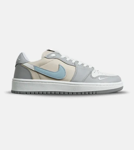کفش کتانی مردانه طوسی کرم آبی نایک NIKE jordan 1 مدل 7051